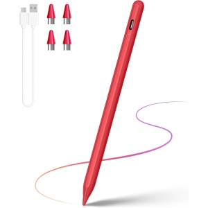 Stylus Pen for Touch Screens, Compatible for Android and iOS Tablet/Phones, Rechargeable Stylus Pencil for Apple/Android/Tablet,Red