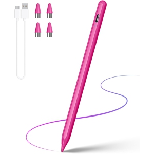 Stylus Pen for Touch Screens, Compatible for Android and iOS Tablet/Phones, Rechargeable Stylus Pencil for Apple/Android/Tablet,Candy Pink