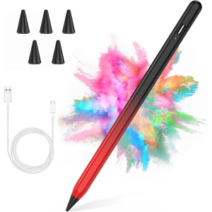 Stylus Pen for iPad, Active Pencil for Apple iPad 10th/9th/8th/7th/6th Generation, iPad Pro 11/12.9 inch, iPad Air 5th/4th/3th Gen, Black and Red