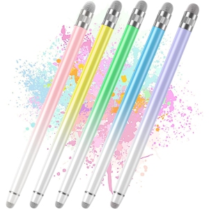2PCS Stylus Pens for Touch Screens, iPhone/iPad/Tablet Android/Microsoft Surface, for all Capacitive Touch Screens, Purple/Pink/Blue/Green/Yellow
