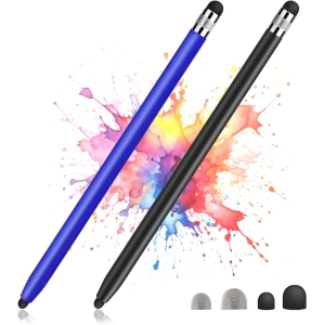 2 Pack Stylus Pens for Touch Screens, Sensitivity Precision Capacitive Stylus Pen for iPad iPhone Samsung Tablets all Universal Touchscreen Devices, Blue+black
