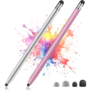 2 Pack Stylus Pens for Touch Screens, Sensitivity Precision Capacitive Stylus Pen for iPad iPhone Samsung Tablets all Universal Touchscreen Devices, Silver+rose-gold