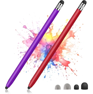 2 Pack Stylus Pens for Touch Screens, Sensitivity Precision Capacitive Stylus Pen for iPad iPhone Samsung Tablets all Universal Touchscreen Devices, Red+purple