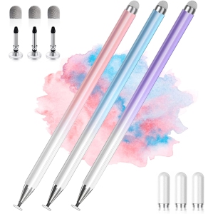 High Precision Universal Stylus Pens for Touch Screens, Stylus Pen for iPad Compatible with Apple, iPhone, iPad, Android, Microsoft Tablets, Blue, Pink, Purple