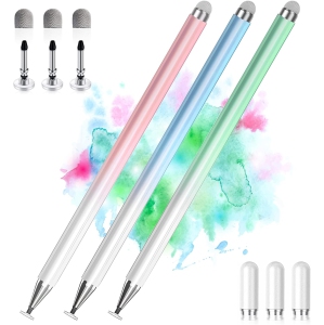 High Precision Universal Stylus Pens for Touch Screens, Stylus Pen for iPad Compatible with Apple, iPhone, iPad, Android, Microsoft Tablets, Blue, Green, Pink