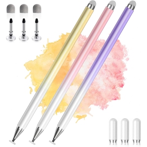 High Precision Universal Stylus Pens for Touch Screens, Stylus Pen for iPad Compatible with Apple, iPhone, iPad, Android, Microsoft Tablets, Pink, Purple, Yellow