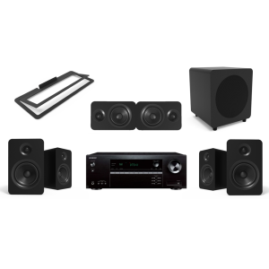 Onkyo 7.2 Ch 8K eARC Receiver | Kanto Speakers | 5.1 Ch Home Theatre System (Black) w/ Center Channel Speaker Stand & 100ft 14 Gauge OFC Speaker Wire