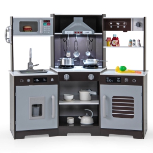 Costway Pretend Play Kitchen for Kids Toddler Aged 3+ Wooden Toy Set with Range Hood