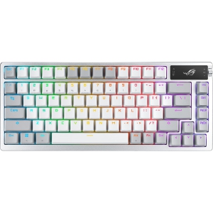 ASUS ROG Azoth 75% Wireless DIY Custom Gaming Keyboard, OLED Display, Three-Layer Dampening, Hot-Swappable ROG NX Snow Switches & Keyboard Stabilizers, PBT Keycaps, RGB-White