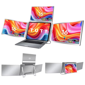 TUTT 16” Quad Extendeur d'écran de configuration de câble unique de 16:10 IPS | Moniteur Portable Stand-Alone pour Mac Ordinateur portable & Windows S788