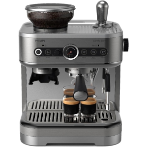 PHILIPS Barista Brew Semi Automatic Espresso Machine - Single & Double Espresso + Americano Button, 250g Bean Container, Intuitive Guidance, Calibrated Tamping, Metal Silver (PSA32