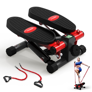 HARISON Mini Stepper for Home with Enhanced Resistance Bands, Stepper Machine for Home 330lbs, Stair Step Workout Machine with LCD Monitor for Fully Body Workout (BBCA-349Black)
