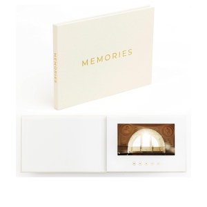 TUTT 7inch HD Digital Photo Album Video Book | 4GB Memory Portable Hardcover LCD Wedding Display Frame | Video Brochure | Memories | Linen-Bound | Gift Ideas