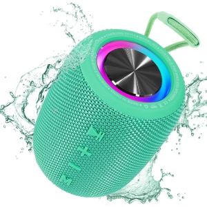 Portable Bluetooth Speaker, BT5.3 Wireless Speaker 20W Bass Diaphragms with Multi LED Light Dynamic Modes, IPX6 Waterproof 16H Playtime supports FM Mode, TF, USB