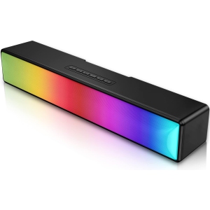Computer Speakers, Computer Sound Bar with RGB Lights, USB Powered PC Speakers with Stereo Sound, Bluetooth 5.1 and 3.5mm Aux-in,Gaming Speakers for Desktop