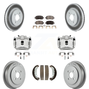 Front Rear Brake Caliper Coat Rotors Drum Ceramic Pad Kit (8Pc) For Saturn Ion Chevrolet KCG-100389T