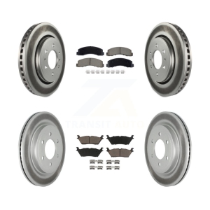 Front Rear Coated Brake Rotor Ceramic Pad Kit For Ford F-150 Expedition Lincoln Navigator KGC-102501