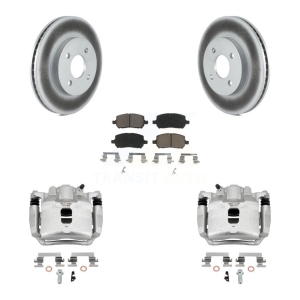 Front Brake Caliper Coat Rotor & Ceramic Pad Kit For Saturn Ion Chevrolet Cobalt Pontiac KCG-100590C