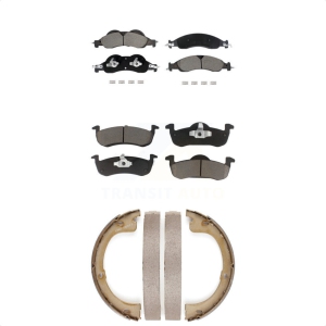 Front Rear Ceramic Brake Pads And Parking Shoes Kit For Ford Expedition Lincoln Navigator KCN-100791