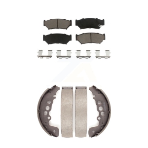Front Rear Ceramic Brake Pads Drum Shoe Kit For 1999-2004 Chevrolet Tracker Suzuki Vitara KCN-100460