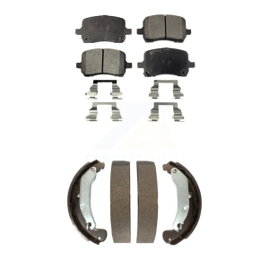 Front Rear Ceramic Brake Pads & Drum Shoes Kit For Chevrolet Pontiac Cobalt G5 Saturn Ion KTN-100003