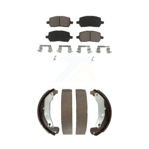 Front Rear Ceramic Brake Pads & Drum Shoes Kit For Chevrolet Cobalt Pontiac Saturn Ion G5 KCN-100449