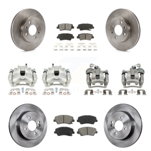 Front Rear Brake Caliper Rotor Semi-Metallic Pad Kit (10Pc) For 2012-2017 Hyundai Accent KC8-101262S