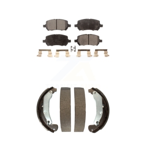 Front Rear Semi-Metallic Brake Pads Drum Shoe Kit For Chevrolet Cobalt Pontiac Saturn Ion KFN-100199