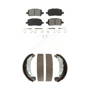 Front Rear Semi-Metallic Brake Pads Drum Shoe Kit For Chevrolet Cobalt Pontiac Saturn Ion KSN-100261