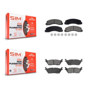 Front Rear Semi-Metallic Brake Pads Kit For Ford F-150 Expedition Lincoln Navigator KSM-100644