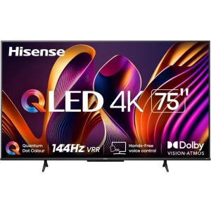 Hisense 75" QLED 4K UHD HDR10+ 144Hz Game Mode PRO Google TV Smart TV (75QD7N) - 2024 - Great for Gaming & Streaming