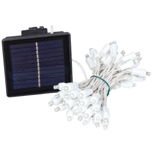 Novelty Lights 50 Light Solar Powered LED Outdoor Mini Light String, 12.5 Feet on White Wire, Pure White 5mm Bulbs, Automatic Dusk to Dawn Operation