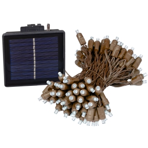 Novelty Lights 100 Light Solar Powered LED Outdoor Mini Light String, 34 Feet on Brown Wire, Pure White 5mm Bulbs, Automatic Dusk to Dawn Operation