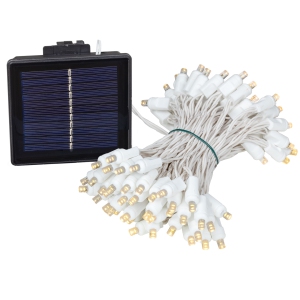 Novelty Lights 100 Light Solar Powered LED Outdoor Mini Light String, 34 Feet on White Wire, Warm White 5mm Bulbs, Automatic Dusk to Dawn Operation