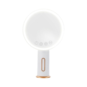 Free Standing Dressing Table Vanity Mirror 31.5 * 19Cm Green Led Makeup Mirror with Light Desktop Rotating Vanity Round Shape Cosmetic Mirrors 31.5 * 19Cm,White