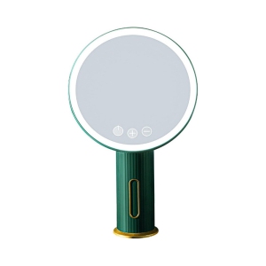 Free Standing Dressing Table Vanity Mirror 31.5 * 19Cm Green Led Makeup Mirror with Light Desktop Rotating Vanity Round Shape Cosmetic Mirrors 31.5 * 19Cm,Green