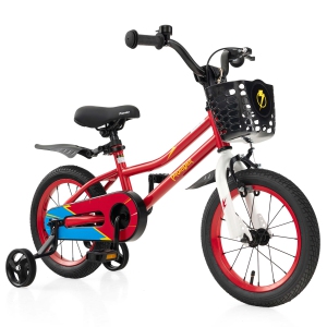 Costway 14" Kid's Bike with Removable Training Wheels & Basket for 3-5 Years Old