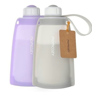 Momcozy Silicone Breastmilk Storage Bags, Reusable Breastmilk Freezer Storing Bags for Breastfeeding, 8.5oz/250ml Breast Milk Saver, Leakproof Baby Food Pouches, BPA Free