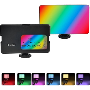 RGB Video Light Portable LED Camera Light for Photography with 3 Cold Shoe Mounts Studio Lights 2500K-7000K 1800mAh Rechargeable DSLR Lighting