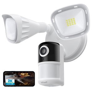 ieGeek Floodlight Security Camera, 2K w/2600-lumen Light, 2.4G WiFi Wired Flood Light with Motion Sensor, Cloud&Local Storage, 24/7 Recording,Color Night Vision,Works w/Alexa,White