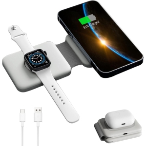3-in-1 Wireless Charging Station - Foldable Travel Charger for iPhone 15/14/13/12 Pro Max, Apple Watch & AirPods