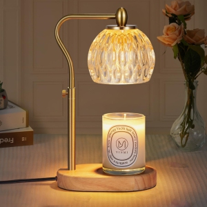LEIDIMUS Lampe Bougie Dimmable Avec Minuterie – Chauffe Bougie Yankee Candle Compatible, Or Champagne
