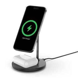 2 in 1 Magnetic Wireless Charging Stand [with Charger] Compatible with iPhone 15/14/13/12 Series/Air pods 2/3/Pro