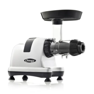 Omega J8006HDS Nutrition Center Quiet Two-Stage Slow Speed ​​Juicer for Fruit and Vegetable Juice at 80 RPM High Yield Adjustable Dial 200W Silver