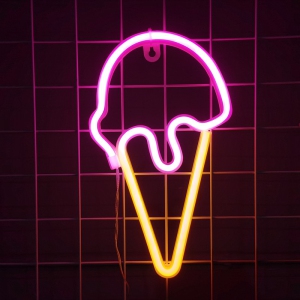 Ice Cream Neon Sign Ice Cream Shop Decoration LED Neon Sign Dessert Cafe Restaurant Wall Light Sign Neon Burger Cold Drink Shop Bar Decorative Neon Wall Art USB With Chain
