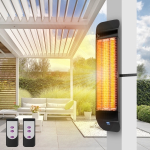 ZeboZap KDHT1500 Infrared Electric Patio Heater with Strap to Post | Wall Mounted Gazebo Outdoor Heater, Space Heaters for Indoor 1500W Remote Control