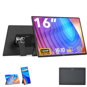 TUTT 16” Moniteur Portable avec haut-parleurs Ultra-Thin 16:10 Rapport 360° Stand rotatif USB-C & HDMI | Moniteur de jeux N3