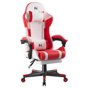 HLDIRECT Gaming Chair, Ergonomic Gaming Chairs for Adults, Video Game Chair with Footrest, Gamer Computer Chair with Highback Headrest and Lumbar Support, Swivel PU Leather Office