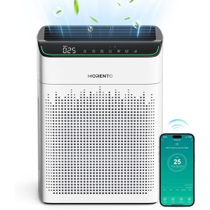 MORENTO MR5866 Smart Air Purifier Up to 1290 ft² for Home with HEPA Filter and PM 2.5 Air Quality Monitor, Wi-Fi and Alexa compatible, White