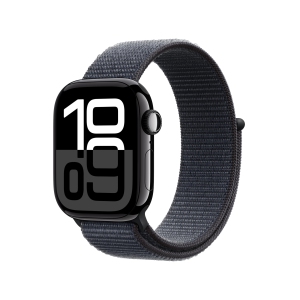 Apple Watch Series 10 [GPS 42mm case] Smartwatch with Jet Black Aluminium Case with Ink Sport Loop. Fitness Tracker, ECG App, Always-On Retina Display, Carbon Neutral